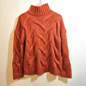 BOOHOO Cable Knit Sweater Rust Sz S/M EUC
